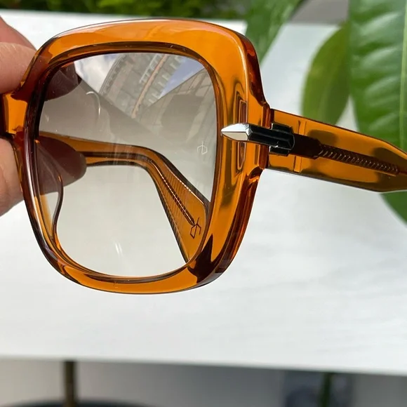 Rag & Bone Square 56mm Oversized Sunglasses with Orange / Brown Frame - Picture 11 of 16
